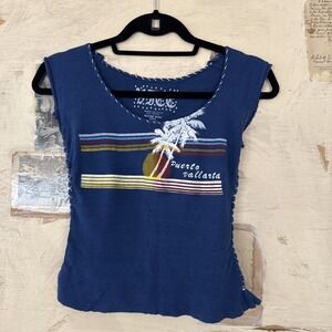 Vintage Repurposed Peuerto Vallarta Mexico Boutique Sleeveless‎ Top